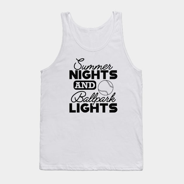 Baseball player / fan - Summer nights and ballpark lights Tank Top by KC Happy Shop